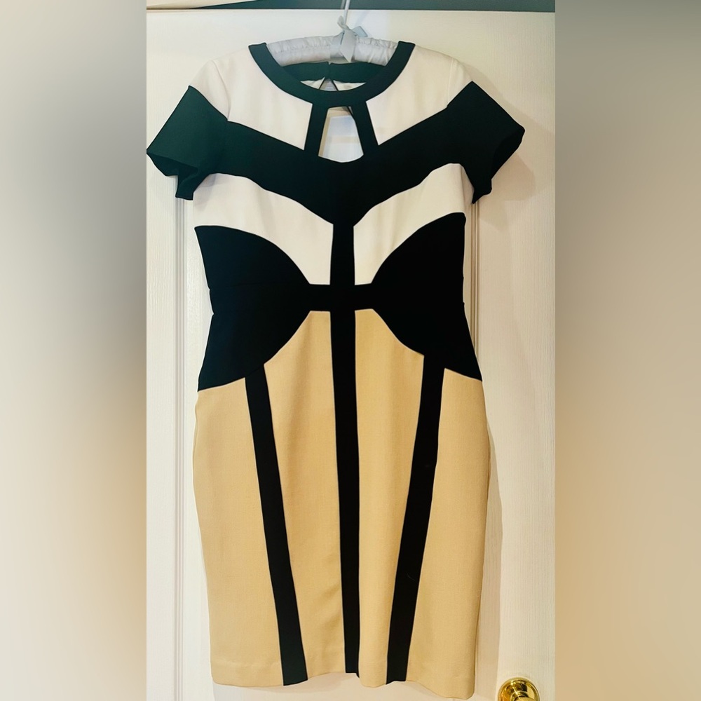 Chetta B Black and Cream Fitted Dress